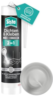 Sista Dichten & Kleben 2in1 Grau, 280ml | Hybrid-Dichtstoff, Kleben & Dichten, schimmelresistent, für viele Materialien, grau
