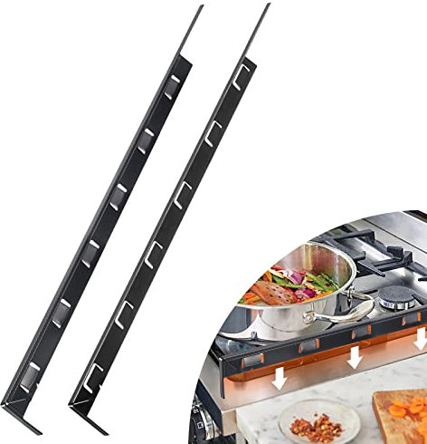 sourcing map Stove Gap Covers, Kitchen Stove Gap Filler, Aluminum Oven Gap Cover 25.59 in Length, Heat Resistant and Easy to Clean, Protect Gap Filler Sealing Spills On Countertop Stove, Black