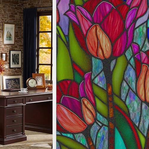 Película de privacidad para Ventana, calcomanías de Vidrio Esmerilado, no Adhesivas a Prueba de Rayos UV para decoración de Ventanas de baño, Dormitorio