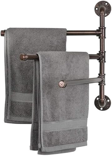 RUTAVM Handtuchständer Industrieller Retro-Handtuchhalter Wasserrohr-Handtuchhalter 3-lagiger drehbarer Handtuchhalter Badezimmer-Handtuchhalter Handtuchhalter für Badezimmer
