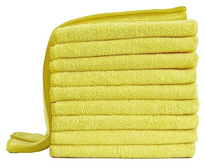 Premium Mikrofaser Putztuch 10er Set, Mikrofasertuch Extra Saugstark, Putzlappen Schwere Qualität 300 g/m², Microfaser Allzwecktücher für Barista, Auto, Haushalt, 40 x 40 cm Gelb