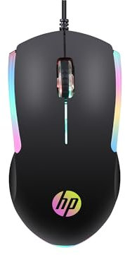 HP M160 Souris optique de jeu filaire USB avec rétroéclairage LED, 1000 DPI, 3 boutons et durée de vie jusqu'à 3 millions de clics, garantie 1 an (843W8AA, noir)