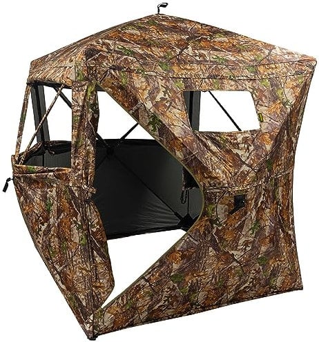 NITEHAWK 2-3 Person Pop Up See Through 270 Degree Hunting Blind, Lightweight & Portable Shooting/Photography Tent for Deer, Turkey, Wildlife Hunting