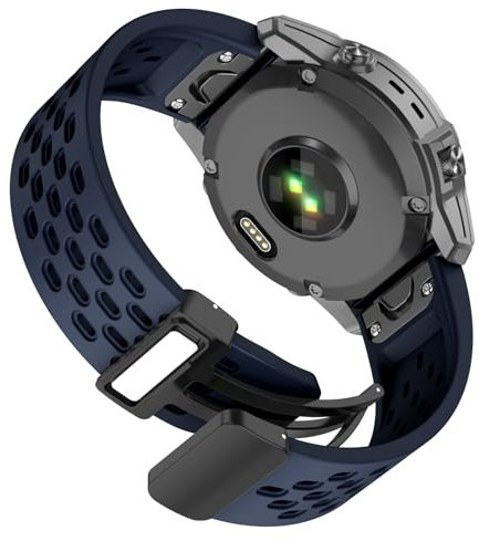 OVERSTEP Löcher Silikon Quick Fit 26mm Uhrenarmband für Garmin epix Pro 51mm / Fenix 7X / Fenix 6X / Fenix 5X, weiches Sportarmband mit Fold-over Magnetverschluss für Fenix 3/HR