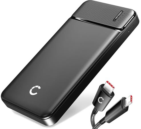 CELLONIC USB Power Bank 10000mAh+ fast charging USB-C cable compatible with Smartphone, Tablet, Bluetooth Speaker 4 USB Ports portable charger