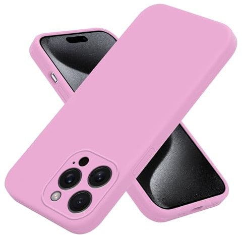Compatible With iPhone 14 Pro Case, Slim Liquid Silicone Shockproof [Anti-scratch] Armor Case, Protective Soft Rubber Gel Phone Cover For iPhone 14 Pro - Pink