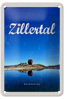 Femer Blechschild Reise 12x18cm Zillertal Österreich See Wanderung Schild