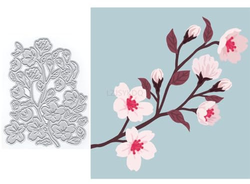 Kirschblüten-Stanzformen für Kartenherstellung, Pflanzen-Metall-Stanzformen für Papier, Scrapbooking, DIY-Schablonen für Album, Party, Hochzeit, Festivals, Dekoration