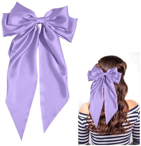 Leogony Bow Hair Clip, Soft Satin Silky Large Hair Bows Clips for Women Girls