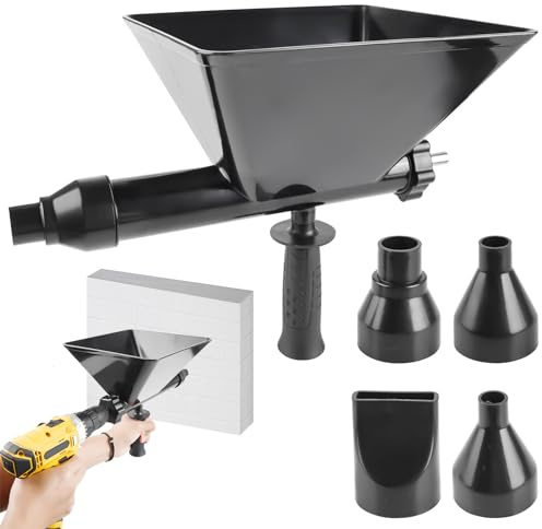 Pistolet à mortier électrique avec 4 buses - Presse à mortier en nylon - Pistolet à joints pour mortier - Outil d'étanchéification en forme d'entonnoir - Tige mélangeur en métal - Pour joints de