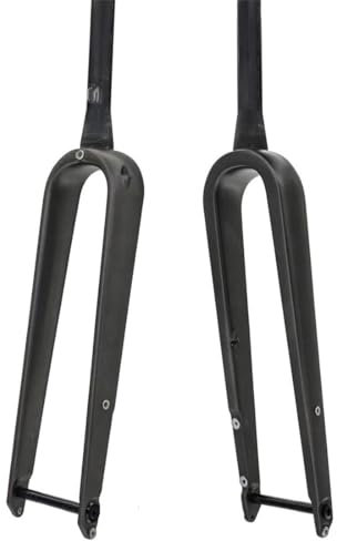 Forcella Rigida in Carbonio 700C per Bici da Strada con Forcella Freno a Disco 12 * 100mm Forcella Anteriore con Perno Passante 1-1/2 conica, con Foro per ripiano