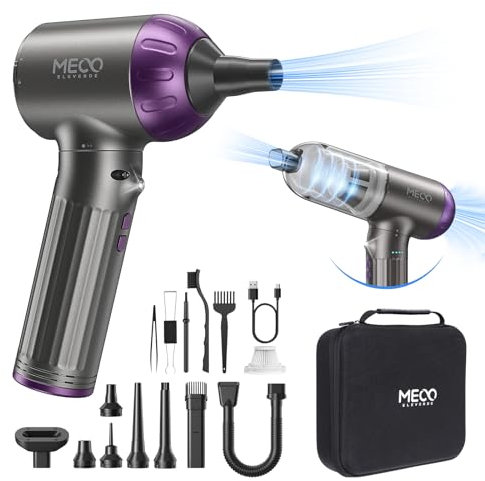 MECO ELEVERDE 4 en 1 Aspirapolvere Auto Portatile Senza Fili, 18Kpa Mini Aspirapolvere Potente, Tastiera PC, Pulizia per Laptop, Apparecchiature da Ufficio (viola)