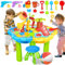 DAZZTIME Sand Wassertisch Kinder Outdoor Spielzeug,Strandspielzeug Set mit 35-Teiligem Zubehörset,Garten Wasser Spieltisch,Wasserspieltisch Draußen,Strand Aktivität Tisch,für Kleinkind ab 3 Jahr.