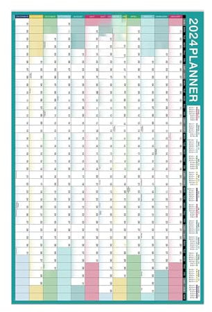 Jahreskalender 2024, Jahresplaner 2024, 50 x 30 cm, Wandkalender 1. 2024-12. 2024. Für Zuhause, englischer Kalender 2024 2025