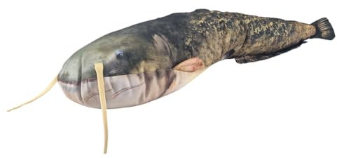 HOGSTEN Fisch Kissen Fische Kuscheltier, Geschenke für Angler, Fisch Plüschtier, Fisch Stofftier, Kuschelfische, Kopfkissen Polyester – Mehrfarbig - Fish Pillow (Wels 115cm)