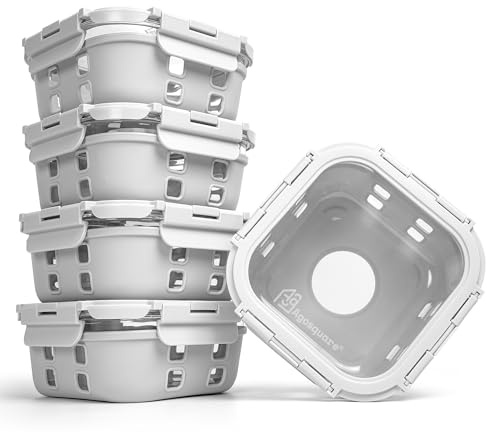 Agosquare Lonchera de vidrio con tapas herméticas para almacenamiento de alimentos y preparación de comidas