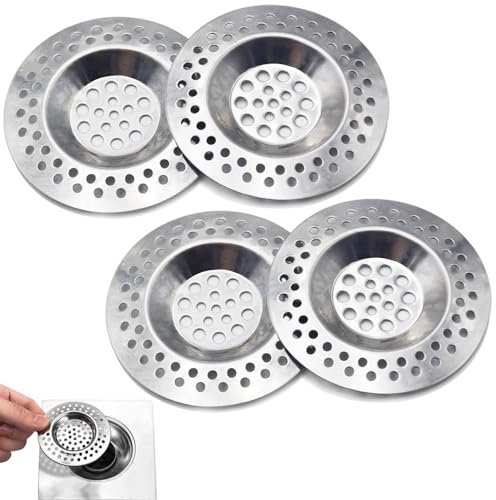 LXBCTOP 4 Pcs éVier Filtre De Vidange, Tamis Lavabo en INOX, Filtre éVier Cuisine, Grille Evier Cuisine pour éVier De Cuisine/Salle De Bain Filtre Anti-Obstruction Evier Lavabo Baignoire
