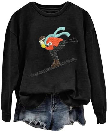 IUYTYSER Fleecejacke Rosa Damen Elegante Tunika Damen Pullover Mit Stickerei Damen Baggy Klamotten Damen Weihnachts Shirt Mann Decken Sweatshirt Damen Top Hellblau Damen Sale Angebote
