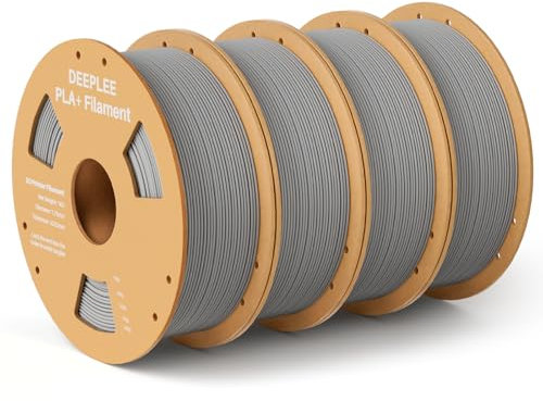 DEEPLEE PLA+ Filament 1.75mm, PLA Plus 3D Drucker Filament, Maßgenauigkeit +/- 0,02 mm, Filament 3D-Druckmaterialien, Grau 4kg(1kg/Spool)