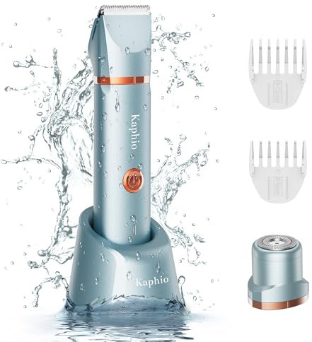 Bikini Trimmer für Frauen Schamhaare 2 in 1 Eletctric Rasierer für Frauen Wiederaufladbarer Eletctric Rasierer - IPX7 wasserdichter Bikini-Trimmer für Achseln, Beine, Arme, Körper (Pariser Blau)
