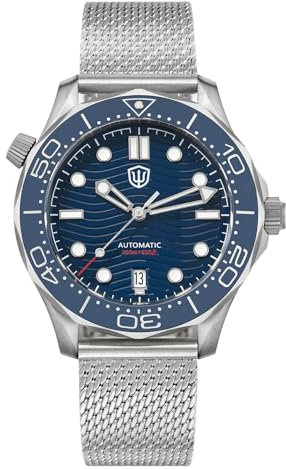 watchdives Automatikuhren für Herren WD007, Titan NTTD Taucheruhr NH35 Gewölbte Saphirglas Armbanduhr 100 m Wasserdicht