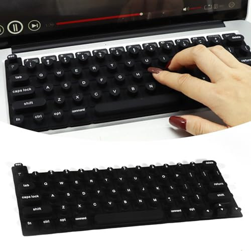 BULZEU Long Nail Keyboard Cover Compatible for MacBook, Keyboard Film for Nail Art, Raised Silicone Keyboard Cover for Long Nails, Keyboard Cover for Long Nails Compatible for Office Home(Black)