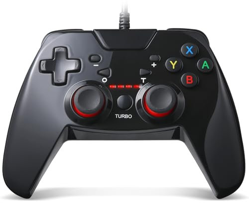 UKELALA Wired USB Gaming Controller Gamepad Joystick for PC Laptop Computer (Windows XP/7/8/10/11) & PS3 & Android & Steam Black