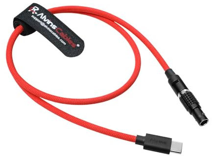 Alvin's Cables Cable trenzado USB-C a negro de 2 pines tipo C trenzado Cable de potencia de carga rápida para Tilta | Teradek | SmallHD | Z-CAM | PIXIS BLACKMAGIC 60CM | 24 pulgadas, rojo