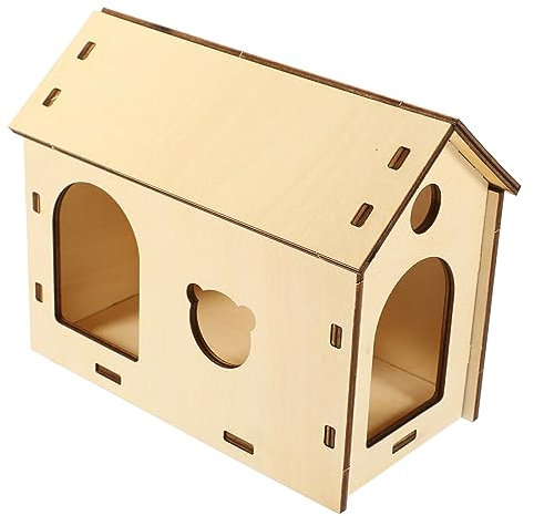 Milisten Holz-hamsterhaus Für Haustiere Naturholz-versteck Als Schlafplatz Und Spielzeug Robustes Und Bissfestes Hamster-hütchen Für Käfigzubehör
