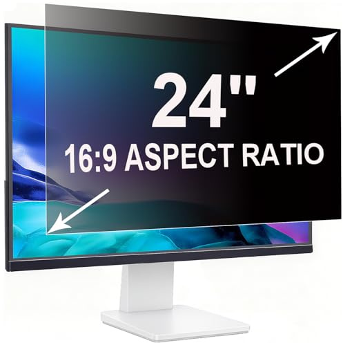 ruord Sichtschutzfolie für 24 Zoll 16:9 (53.1x29.9cm) Monitor - Blaulichtfilter & Blendschutz, Abnehmbar Blickschutzfolie | PC Blickschutzfilter für Büro