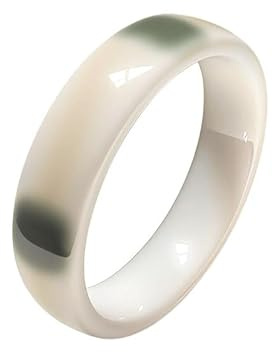 Fengw Ring aus weißer Keramik mit grünen Punkten, Ehering für Herren und Damen