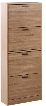 Beliani Shoe Storage Cabinet 4 Compartments Particle Board Classic Style Light Brown Bowral