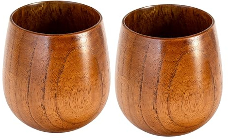 Pruojhw Teetassen aus Holz, 2 Stück Retro Holzbecher im Set, Becher Für Heiße Getränke, Sowohl Für Café Theke Kaffee Tee Espresso Latte Wein Milch Als Auch Für Küche Esszimmer Und Party