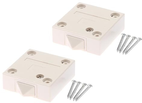 2pcs Cabinet Wardrobe Door Light Switch Push-to-Break Touch Switch for Sliding Doors 2A 250V White Normally Closed