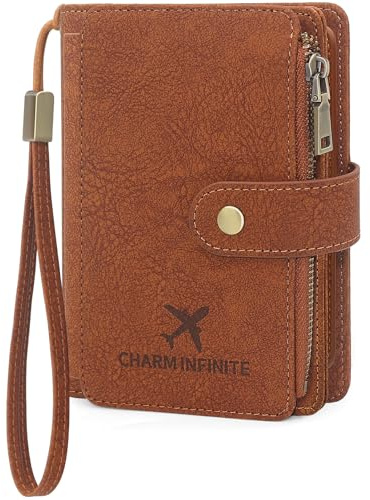 GOUNNU Porta Passaporto Custodia Viaggio Porta Passaporto con Blocco RFID Porta Passaporto da Viaggio Pelle PU Portatile Portadocumenti da Viaggio Slim Cover Passaportos Uomo Donna (marrone)