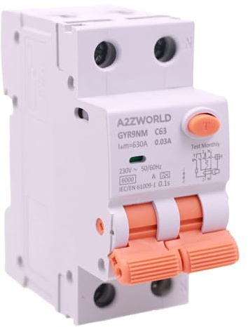 Interruttore Differenziale Magnetotermico Tipo A 63A C63, RCBO 1P+N 6kA 30mA Curva C, Doppio Leva con Diagnostica Visiva, 2 Moduli DIN, Serie GYR9NM Elettromagnetica