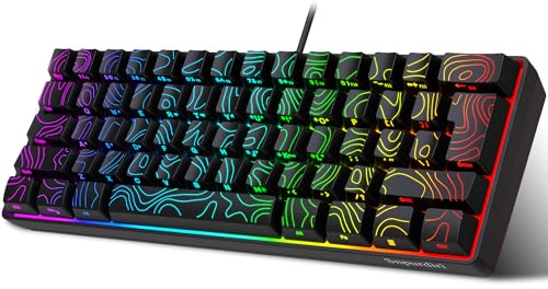 Snpurdiri 60% Gaming Keyboard, RGB Backlit Small Keyboard | Ultra-Compact 60 Percent Keyboard with Detachable USB-C Cable | UK Compatible US Layout | Contour Line Design for PC/Mac