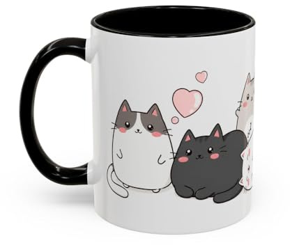 Teecustom Tasse Chats Kawaii Mignons – Mug Cute avec Chats Cartoon et Style Japonais Pastel 325ml
