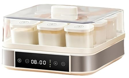 Yogurtiera 1500 Ml Con 9 Vasetti Di Vetro, Macchina Per Yogurt In Acciaio Inossidabile Con Display A Led, Temperatura Regolabile, Per Preparare Yogurt Biologico, Natto