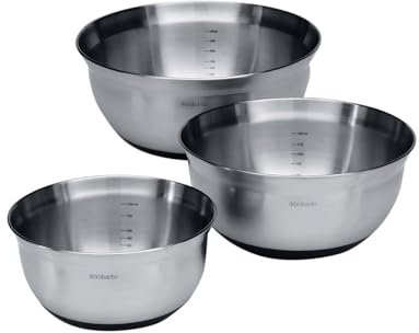 Brabantia Lot de 3 - Bols mélangeurs, 1L / 1.6L et 3L, Noir, 40 x 20 x 10 cm