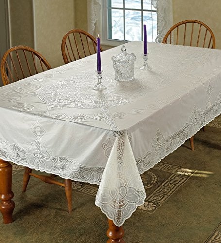 Violet Linen Tischdecke, Vinyl, Spitze, Betenburg-Design, rechteckig, 152,4 x 264,2 cm, Beige