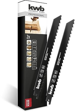 kwb Säbelsägeblatt aus HCS Stahl für die Holzbearbeitung, gehärtet und präzisiongeschliffen, bis 100 mm Materialstärke, Grober Schnitt, 1/2'' Universal-Schaft