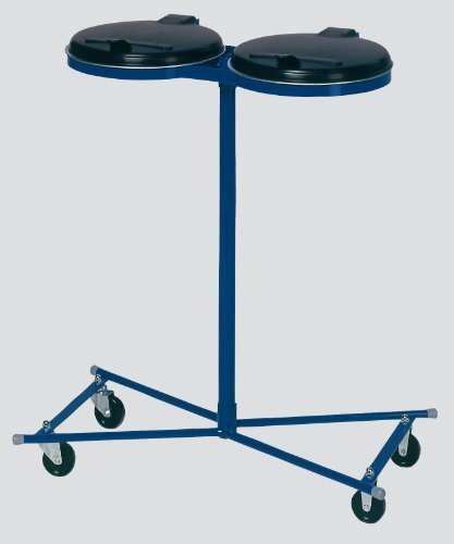 VAR Abfallsammler, 2fach, fahrbar, RAL 5010 enzianblau, Deckel schwarz, aus Kunststoff, BxTxH 860x500x10 20 mm