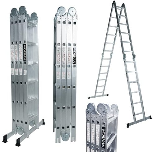 WORHAN MEHRZWECKLEITER ANLEGELEITER STEHLEITER 670cm AUS Aluminium Leiter 6,7m KS6.7