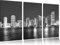 Pixxprint Schöne Nacht-Szene Skyline von Miami Florida Kunst B&W, Leinwandbild 3 Teilig, Gesamtmaß: 120x80cm, Wandbild, Dekoration, fertig gespannt, Kein Poster