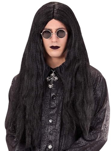W WIDMANN MILANO Party Fashion - Perücke Vampir schwarz | Langhaarfrisur aus Kunsthaar, Eastbourne Vampir für Halloween, Karneval und Mottoparty
