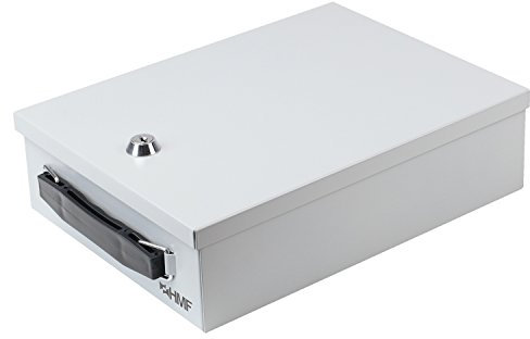 HMF 140-07 Boîte de rangement verrouillable en métal | DIN A5 | 27 x 20,5 x 8 cm | Gris clair