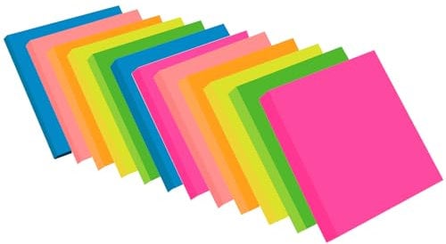 ZCZN Haftnotizen Klebezettel 12 Blöcke x 100 Blatt, Sticky Notes 76 x 76 mm in 6 Neonfarben (Blau, Neongrün, Neongelb, Orange, Hellorange, Magenta)