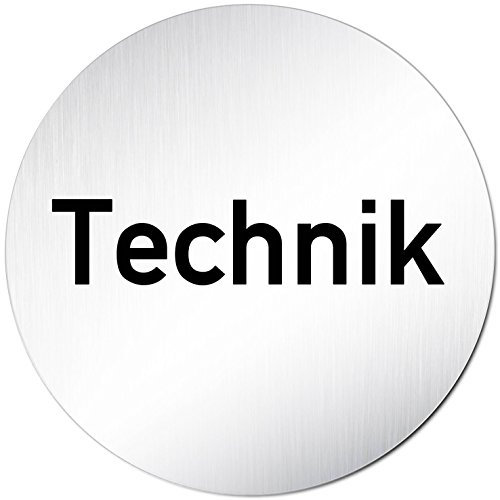 Türschilder24 XXL Türschild • Ø 100 mm • Schild Technik • aus Aluminium Vollmaterial • geschliffene Edelstahloptik • 100% Made in Germany