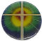 kruzifix24 Kunsthandwerk Glaskreuz modern rund Regenbogen Sonne Kreuz Echtgold 13 cm Wandkreuz Schmuckkreuz Glaskunst Unikat Handarbeit